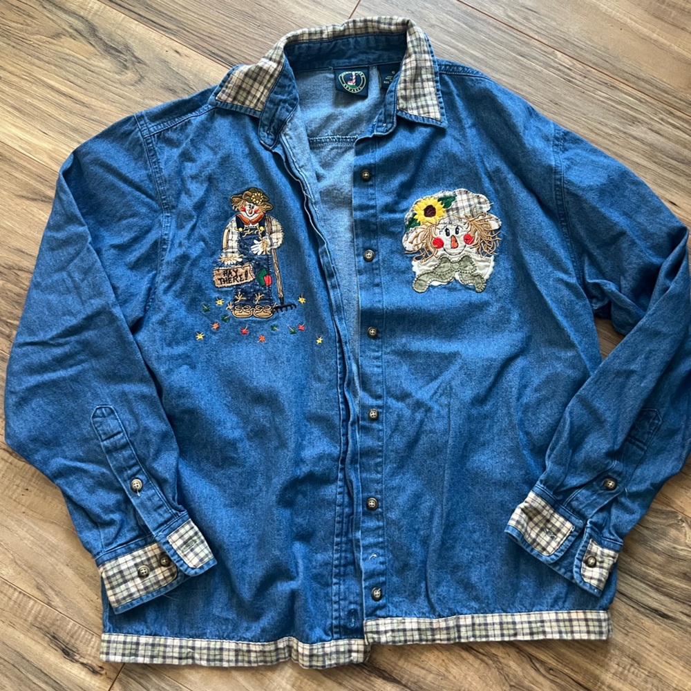 Vintage Lighthouse Apparel Fall Scarecrow Button Up